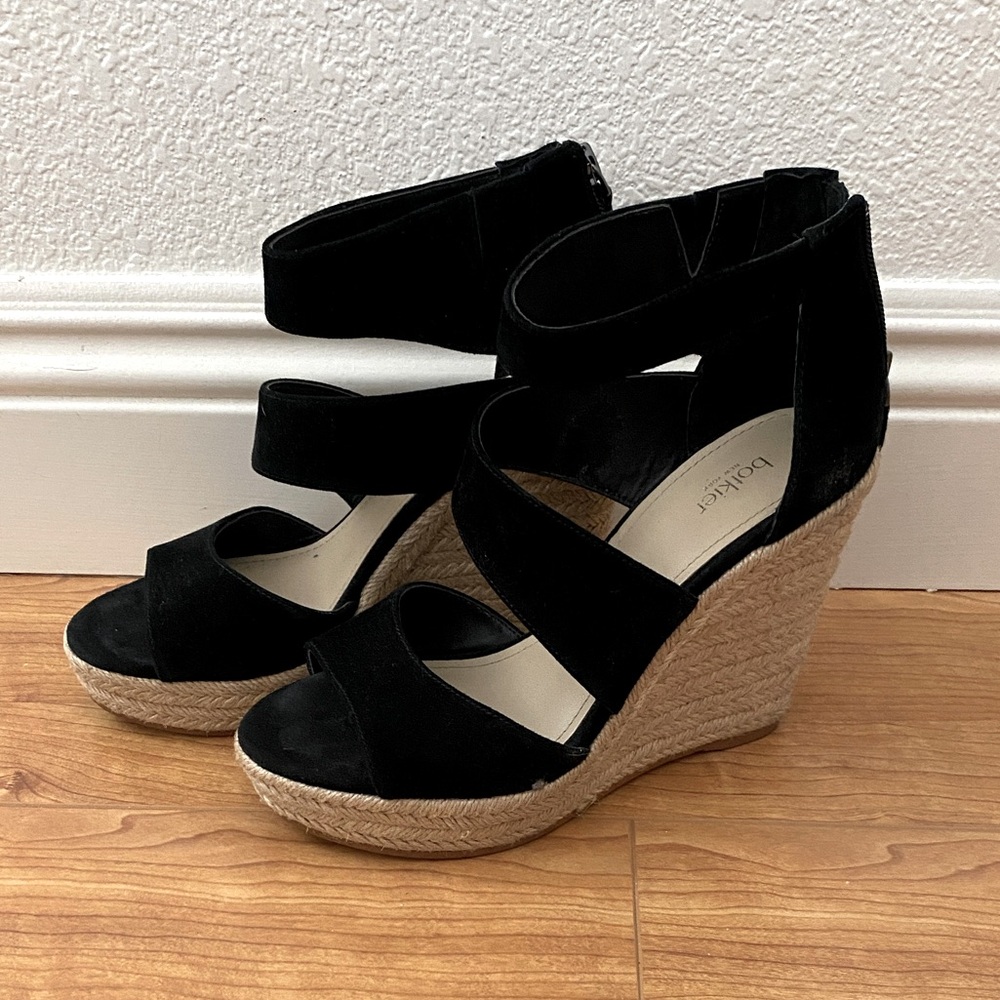 Botkier Black and Tan Wedge Sandals size 7